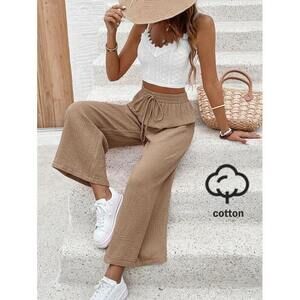Frenchy Women's Plain Trousers, Fashionable For Summer Winter Brown Casual
